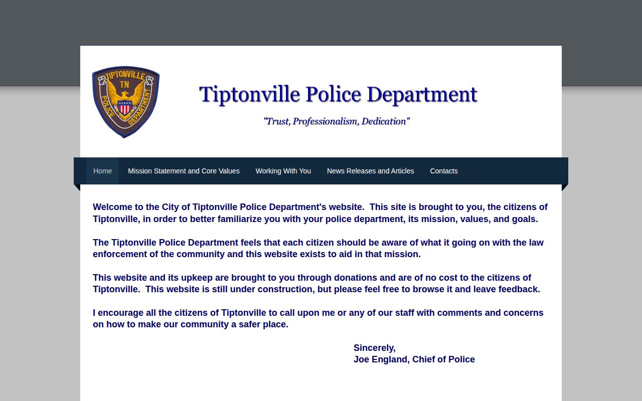Tiptonville Police Department recent arrest and report information