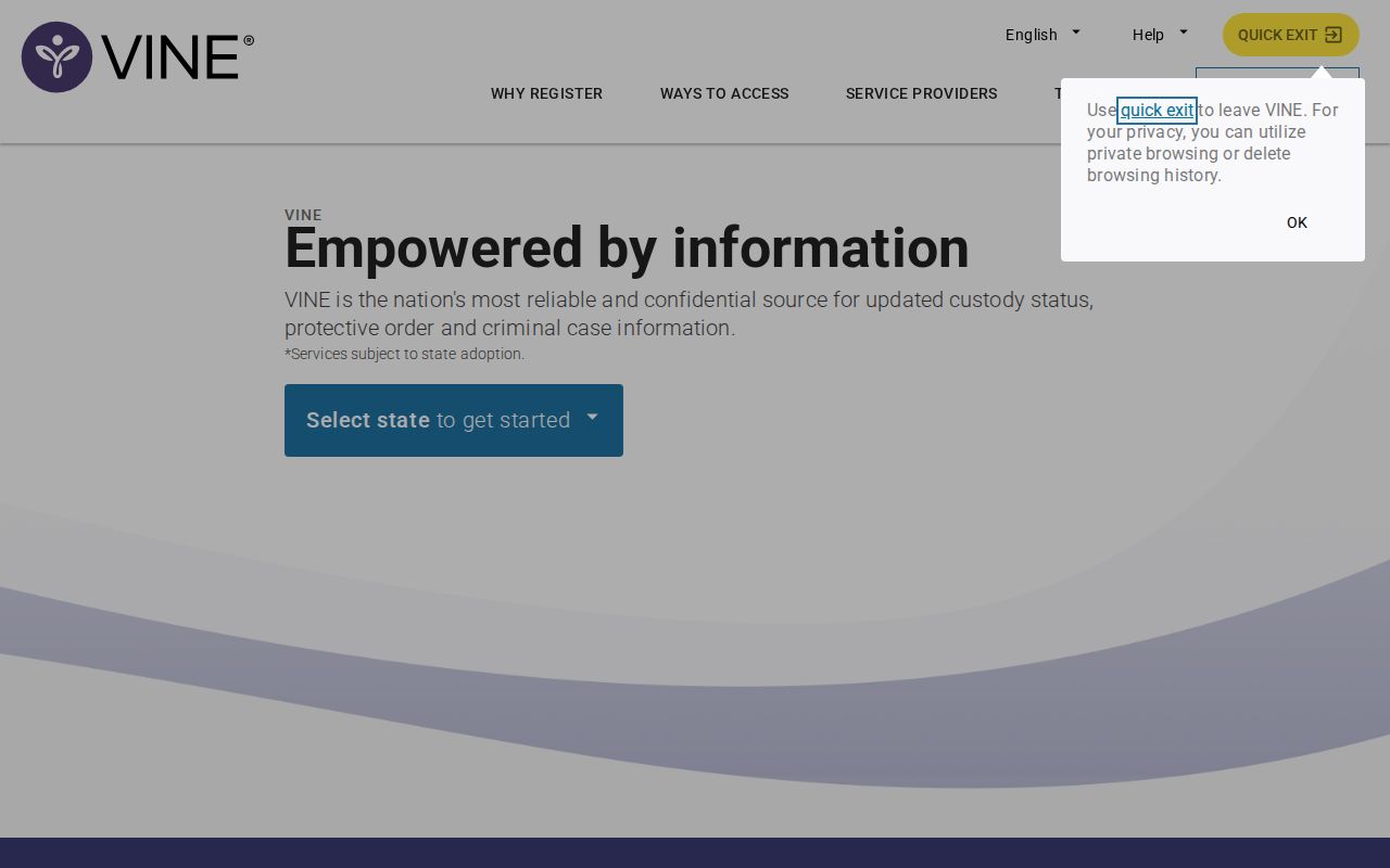 VINELink Tennessee search screen for Lake County custody checks