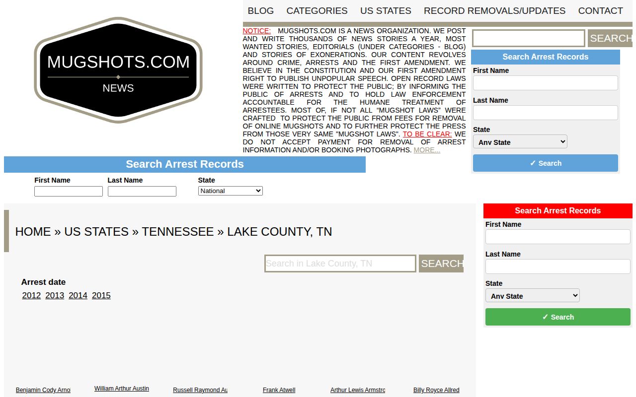 Unofficial Lake County arrest records aggregator page